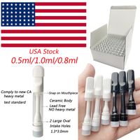 USA Stock Full Ceramic Carts 1.0ml Atomizers Vape Cartridges Thick Oil Glass Tank 3.0ml Holes Empty Cartridge