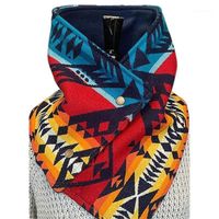 Шарфы зимний геометрический треугольник шаблон большой шарф обертки регулируемые кнопки шеи теплее холодная погода шейный платок одеяло