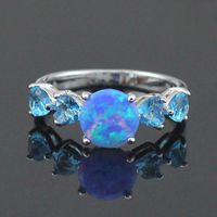 Clusterringe Modeschmuck Blauer Feuer Opal Stein Für Frauen Größe 5,5 6,5 7,5 8,5 OR847