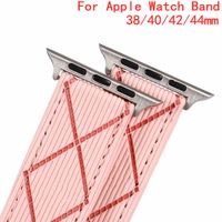 Novo Design Luxury Leather Strap para Apple Watch 7 SE Band Series 6 5 4 3 2 40mm 44mm 38mm 42mm Pulseira para Iwatch Belt 41mm 45mm