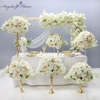 Decorative Flowers & Wreaths Luxury White Rose Artificial Flower Row Arrangement Bridal Bouquet Wedding Table Ball Arch Backdrop Wall Decor