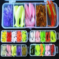 Artificial Soft Fishing Lure Shad Silicone Worm Bait Set Easy Shiner Kit Strong Flshy Smell YU018 220117