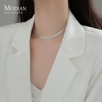 Modian 2021 Exquisite Lace Style Short Necklace Chain Pure 925 Sterling Silver Choker Necklaces For Women Party Jewelry Gift