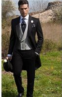 Nowy Custom Made Slim Fit Morning Style Groom Tuxedos Peak Lapel Męskie Garnitur Groomsman / Best Man Wedding Garnitury (Kurtka + Spodnie + Kamizelka)