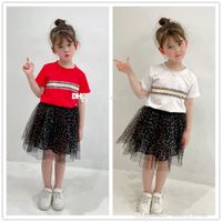kids designer clothing sets 2022 fashion boys Girls leopard letter plaid short Sleeve T-shirt tops+ Skirt/short 2pcs suits children fall outfits S1990