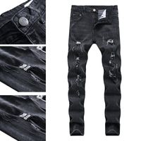 Jeans para hombres Tattered Hip Hop Hole Ruined Streetwear Fashion Regular Daily Men Pantal