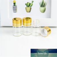El recipiente de vidrio hialino de 2 ml tiene tapa de plástico espiral con tangente de oro simple lindo artesanía frasco multipropósito reutilizable