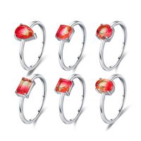 Cluster Rings Genuine 925 Sterling Silver Red Zircon For Wom...