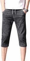 Men's Straight Jean Cropped Shorts Classic Washed Distressed Denim Short Pants Summer Slim Fit Knee Lenght Jeans O3MP#