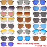 Óculos de sol de metal para homens mulheres Dazzle cor padrão óculos de sol óculos de sol do desenhador de desenhador de pesca de mar Surfing Sunglass com caixa e capa
