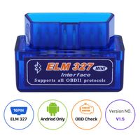 Super Mini v1.5 ELM327 OBD Interfaz Bluetooth Bluetooth Auto Car Scanner Herramienta de diagnóstico para la radio de posventa