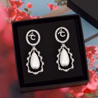 2021 boucle d'oreille de la qualité supérieure avec diamant et perle blanche pour femmes mariages bijoux cadeau ont une boîte à billets PS3133