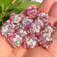 Other 12mm Large Murano Water Red Pink Translucent Flower Lampwork Glass Loose Spacer Bead For Jewerly Making Diy Bracelet Accessories