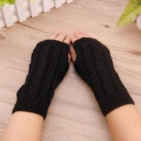 Elbow & Knee Pads 1 Pair Autumn Winter Women Knit Gloves Arm Wrist Sleeve Hand Warmer Girls Long Half Mittens Fingerless
