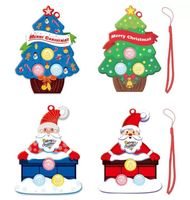 Christmas Fidget Toys Board Keychain Push Bubble Sensory Toy Snowman Xtmas Tree for Autism Needs Needs Squishy Stress Stress Reliever Bambini