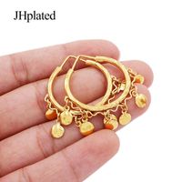 Hoop & Huggie Earrings 24K Gold Color Earings For Women girls African Wedding Party Ornament Luxury Jewelry Wife Gifts Ear Rings
