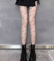 Женские носки классические мода черные чулки буква шаблон чулочники сексуальные женщины леггинсы колготки эластичные