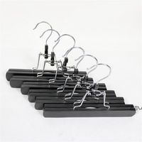 Black Wooden Solid Hangers, Non Slip Collection Pants Hanger for Pant, Skirt and Trouser, Hair Extension Hanger by sea DWB13556