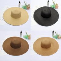 Sombrero de las mujeres de la cúpula de verano sombreros de gran tamaño de la playa de gran tamaño de la Paja UV Protección plegable Sol de la sombra al por mayor al borde ancho