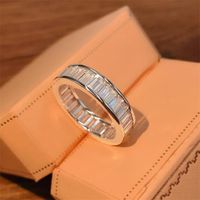Cluster Rings Unique Luxury Jewelry Pure 100% 925 Sterling Silver Princess Cut White Topaz CZ Diamond Women Wedding Band Ring Never Fade