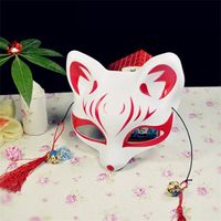 Japoński styl Anime Fox Pół twarzy-Maski Zabawa Cospaly Halloween Masquerade Carnival Festival Makeup Performance Party Maska Y0804