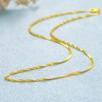 Pure 999 24K Yellow Solid Gold Necklace Women Singapore Link Chain 16inch 18inchL Chains