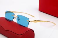 Tasarımcı Güneş Gözlüğü Leopar Kafası Kare Degrade Lensler Erkek Ve Kadın Moda Gözlük Altın Gümüş Metal Çerçeve Çerçevesiz Dikdörtgen-Çerçeve ile Orijinal Kutusu