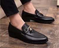 Homens vestido sapatos moda borla mocassins de couro genuíno italiano escritório formal oxfords para