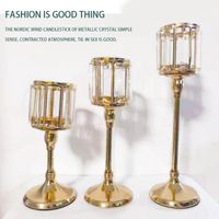 Candle Holders Nordic Crystal Lantern Gold Wedding Centerpieces Center Dining Table Candlesticks Parties Home Party Decor