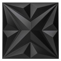 Art3d 50x50cm 3D Wall Panels Star Textured Black Soundproof for Residential and Commercial Interior Décor (Pack of 12 Tiles)