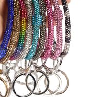 Silicone Rhinestone Keychain Bracelets Women bling crystal bangle Key Ring Wristband big O Bracelet Chains Circle Car Keychains sale D22904
