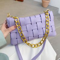 أكياس الكتف Axzspdy Fashion Women Purple Chain Ins منسوجة حقيبة يدوية Crossbody Bags Bolsas