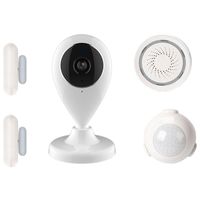 WiFi akıllı video alarm kitleri bir IP kamera / bir hareket sensörü / iki kontak sensörü ve bir siren AB tak sistemi içerir