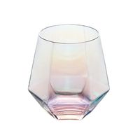 Vin glasögon diamant hexagonal transparent glas whisky cocktail öl tjock bas hushåll vatten kopp för kaffe mjölk te rånar
