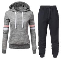 Gym Clothing 2021 Women&#039;s Tracksuit Loose Fit 2 Piece Set Pullover+Pants Women Sport Suit Spring And Autumn Solid Pink/Black/Gray Sportswear