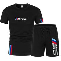 2021new BMW M erkek Yaz Eğlence Setleri T-shirt + Şort İki Adet Rahat Eşofman Erkek Spor Gym Marka Giyim Ter Suit X0909