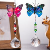 Juldekorationer Crystal Butterfly Hängsmycke Inomhus Fönster Träd Dekoration DIY Outdoor Färg Hängande Heminredning Gåva För Barn