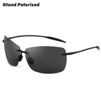 Güneş gözlüğü gtand rimless kare deniz feneri tarzı ultralight tr90 polarize erkekler için spor sürüş marka tasarım güneş gözlükleri GT423