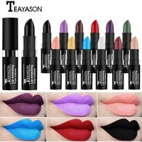 Lipstick TEATASON Waterproof Velvet Matte Long Lasting Pigment Nude Purple Black Luxury Halloween Party Lips Makeup Cosmetics