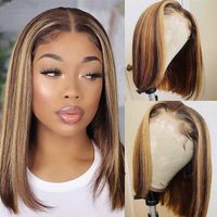 Highlight Bob Wig 4 27 Indian Straight 4x4 HD Lace Closure Human Hair Wigs For Women With Natural Hairline