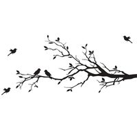Pegatinas de pared Pájaros en ramas Calcomanías de árbol Decorativo Pegatina Dormitorio Artes Clásico Negro Removible Pájaro