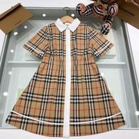 flower girl dress brown kid clothing set for summer clothe wholesale 110-160 cm cotton material child toddler girls plaid clothes sets summer