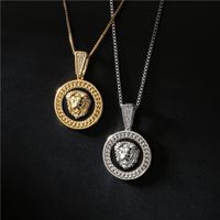 Австралийский модный масло капает лев головки кулон ожерелье из медного покрытия 18K золотые хип-хоп ювелирные изделия