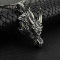 Чистый олово 3d Дракон кулон ожерелье мужские хип хмель ювелирные изделия ретро мода свитер цепь