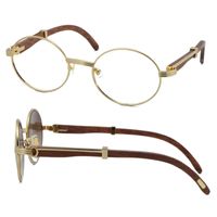 Wholesale Wood Glasses Frames 7550178 Round Metal Eyeglasses Eyeglass Female Women Silver Gold Frame C Decoration Eyewear Size:55-22-13 Orce