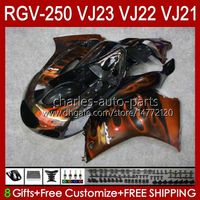 Body orange flames Kit For SUZUKI RGVT RGV 250 CC RGV250 SAPC VJ23 Cowling RGV-250CC RVG250 250CC 97 98 Bodywork 107HC.166 RGVT-250 VJ 23 RGV-250 Panel 1997 1998 Fairings