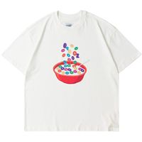 Homens camisetas Marca de moda americana 6pm Leite e Cereal Impressão Oversized T-shirt Streetwear Y2K Roupa feminina
