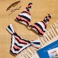 Mulheres Swimwear Listrado Push Up Bikinis Mulheres Sexy Bandage Bikini Set Brasil Biquini Banheira Terno Beachwear Maillot de Bain