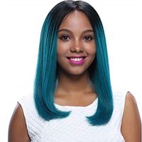 Short Green Ombre Bob Front Wigs Straight Virgin Chinese Human Hair Glueless Full Lace Wig Two Tone Black/green