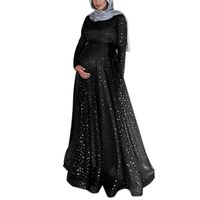 マタニティドレス女性イブニングレトロな夏の長いマキシカクテルイスラム教徒のファッションドレススリーブガウンパーティーデジタルプリントクルーネック